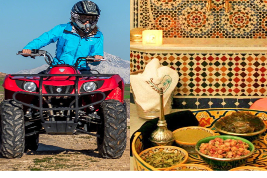 Marrakesh: Palmeraie-quad en traditionele Marokkaanse spa
