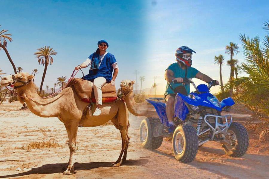 Kameelrit en quad in Marrakech Palmeraie